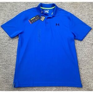 NWT Under Armour Heat‎ Gear Polo Men's Large Loose Stretch Electric Blue Green
